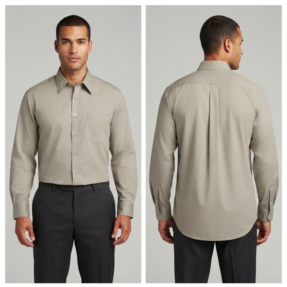 Giorgio Cosani Couture Mens Dress Shirt 16.5 34/35 Taupe Cotton Twill L/S